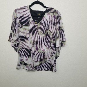 JM Collection Tie Dye Top w/ Poncho Overlay- Small